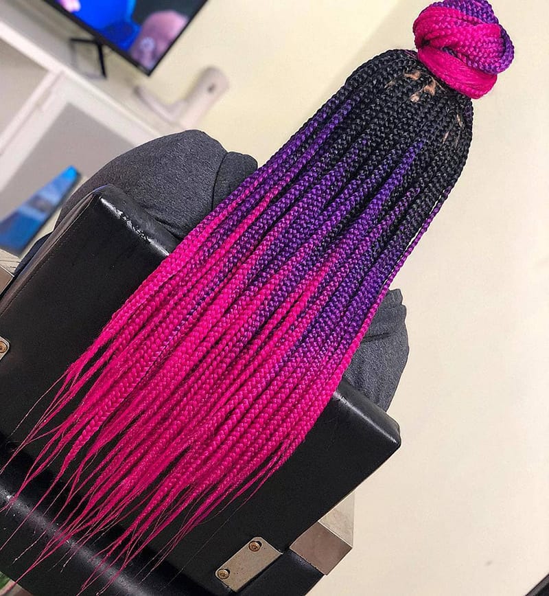 Long Box Braids Hairstyles with Different Colors