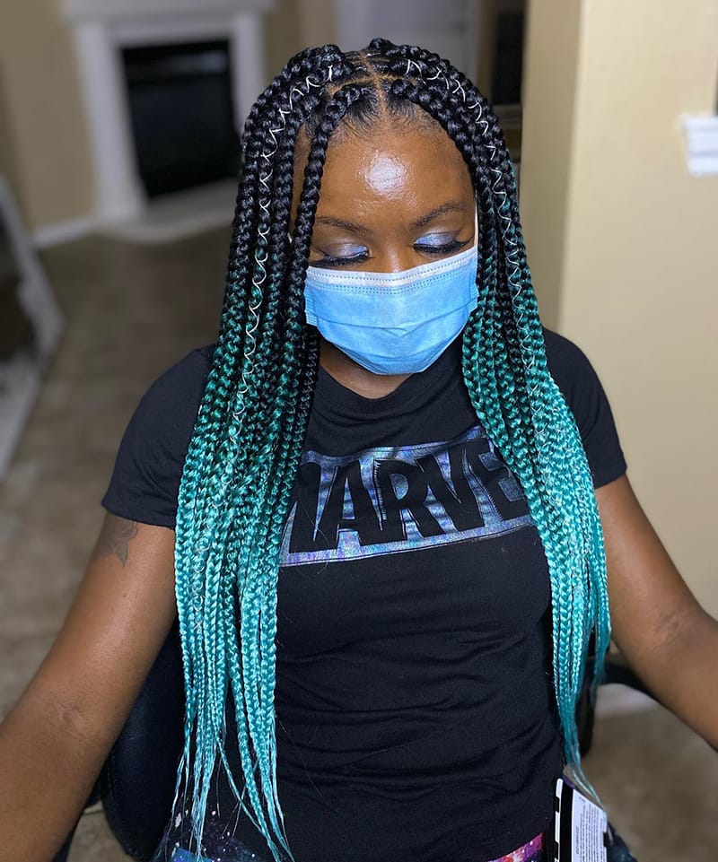 Long Box Braids Hairstyles with Different Colors