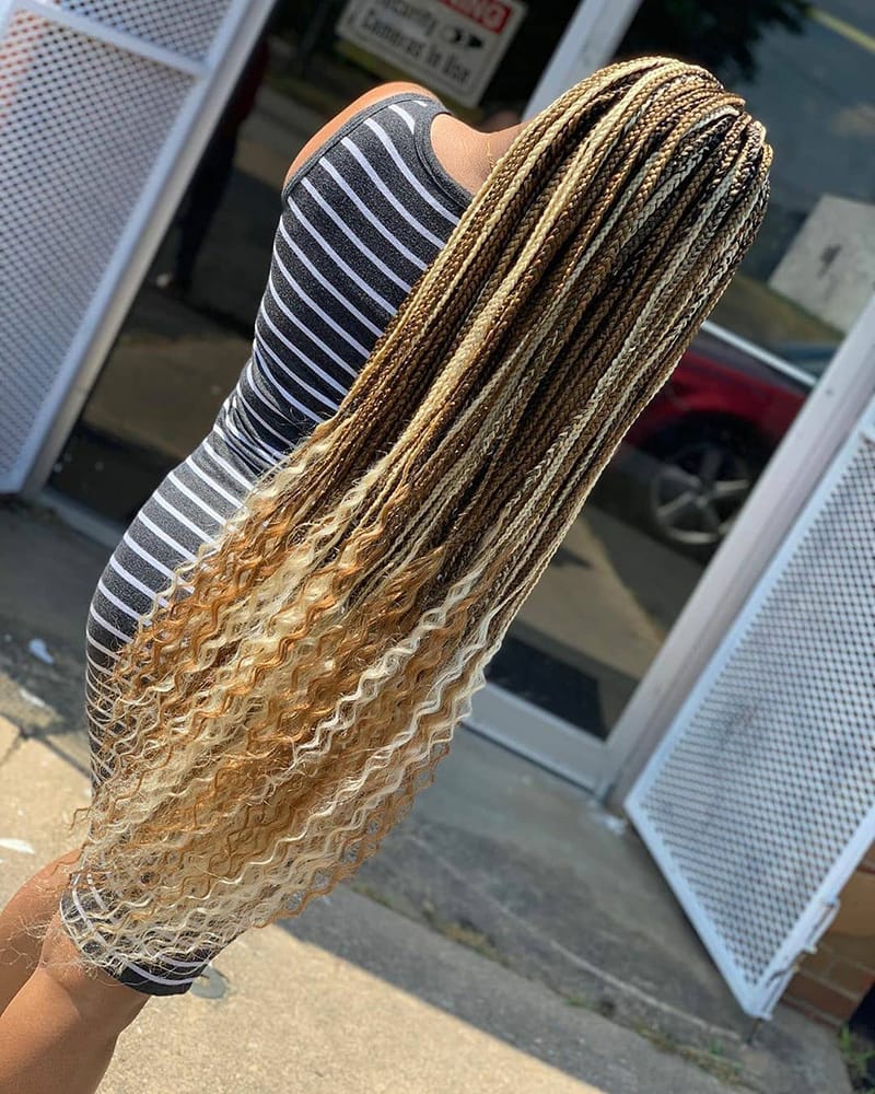 Long Box Braids Hairstyles with Different Colors