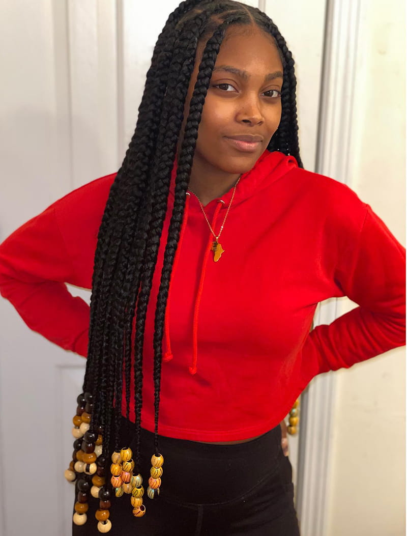 Long Box Braids with Beads