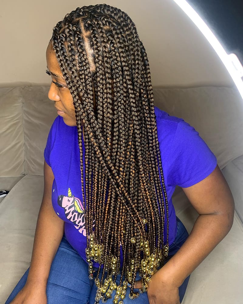Long Box Braids with Beads