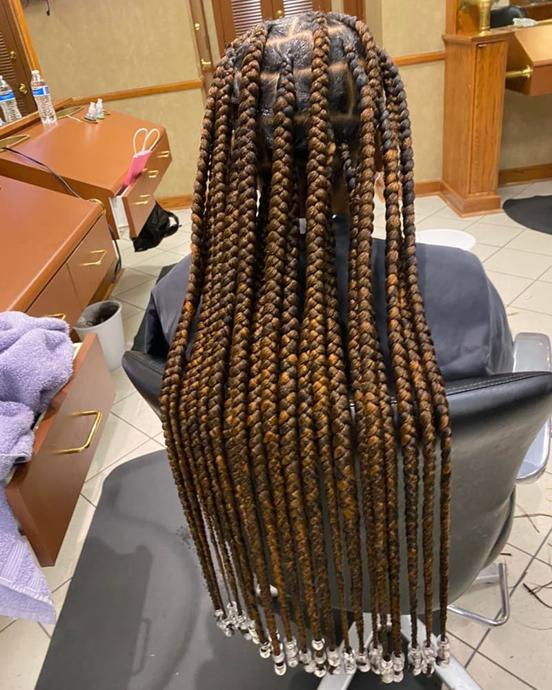 Long Box Braids with Beads