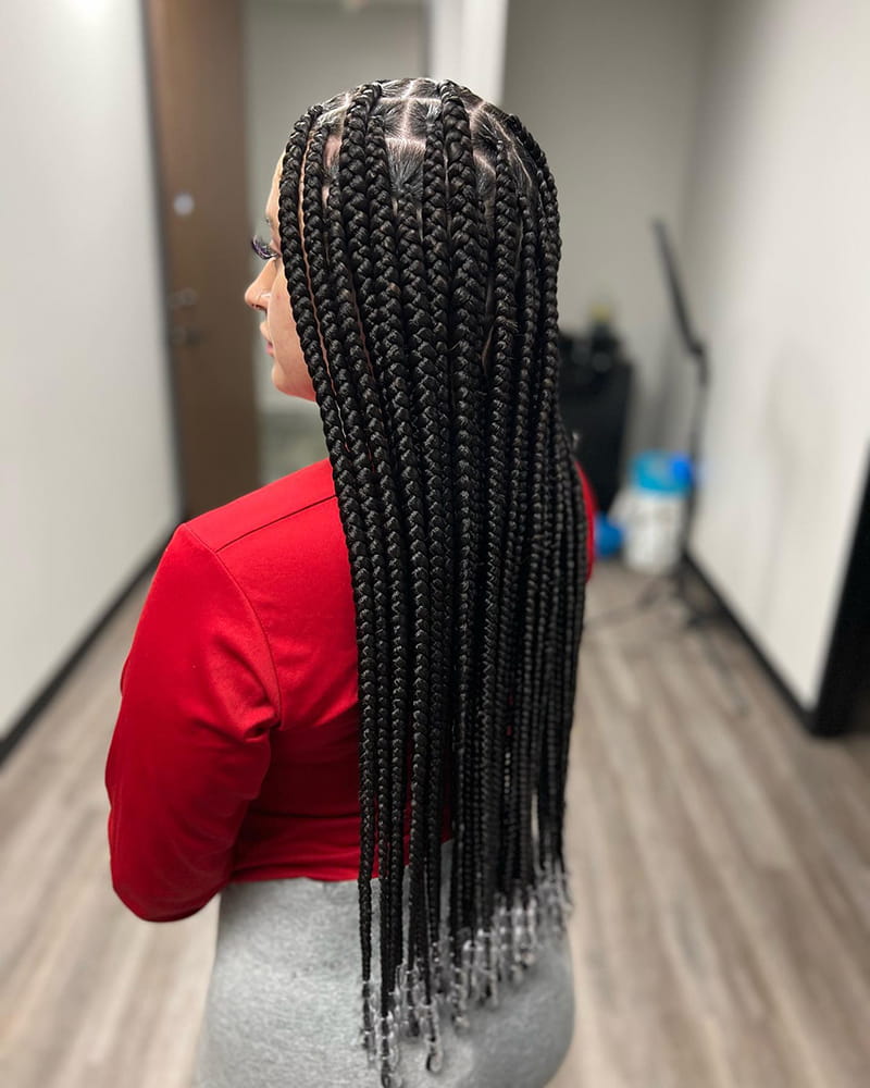 Long Box Braids with Beads