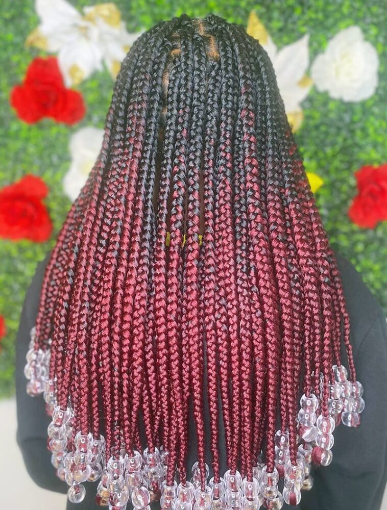 Long Box Braids with Beads