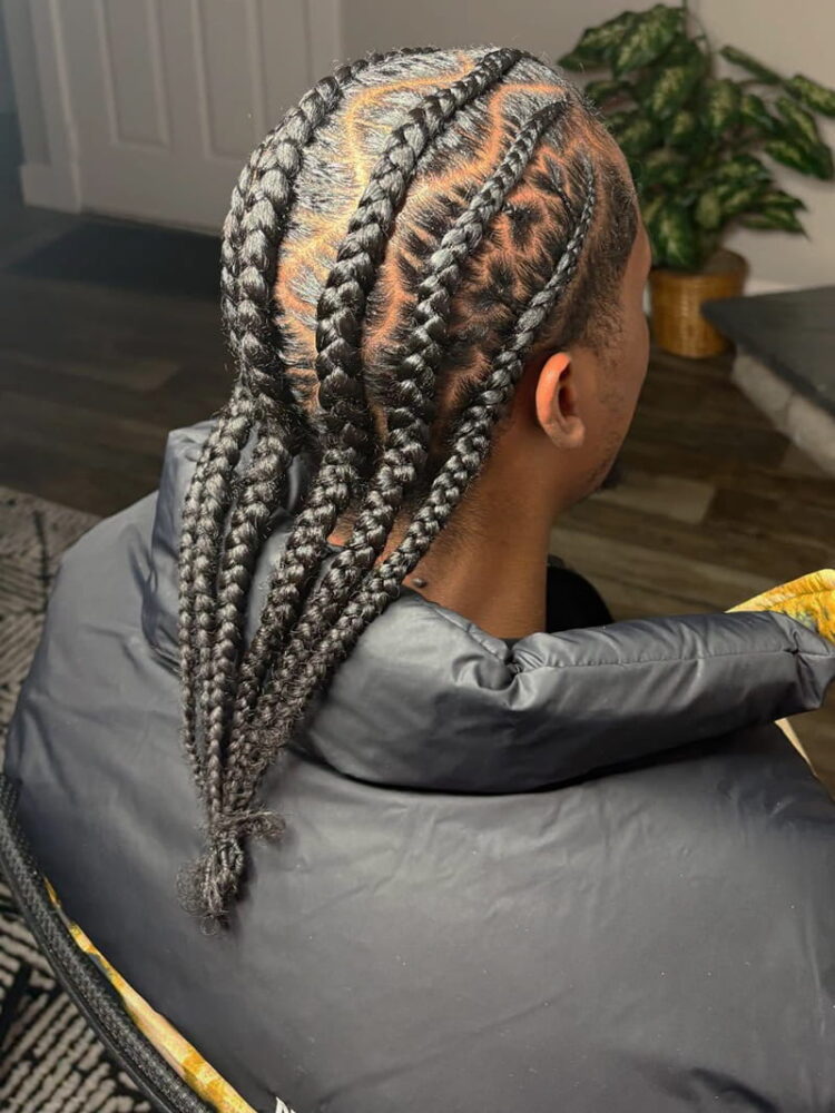 Long Cornrow Braids for Black Men