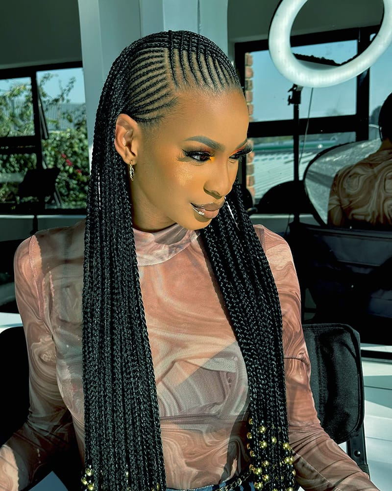 Long Cornrows Braids with Beads