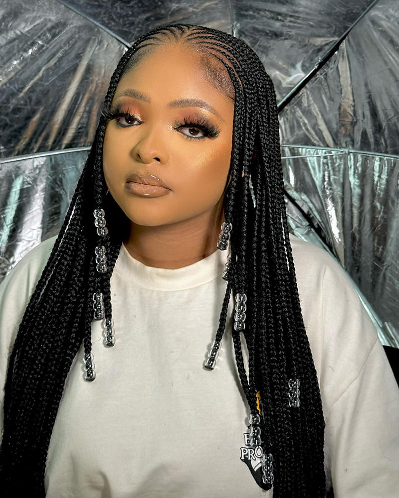 Long Cornrows Braids with Beads