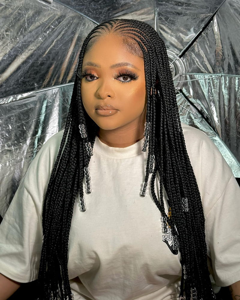 Long Cornrows Braids with Beads
