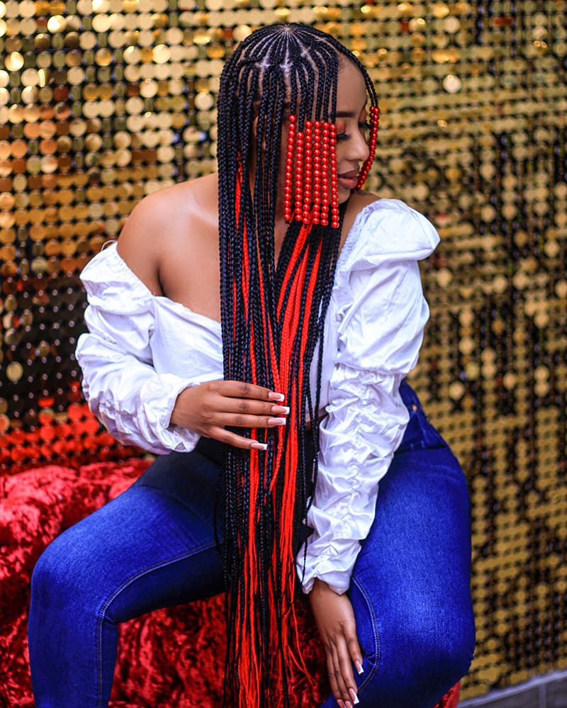 Long Cornrows Braids with Beads