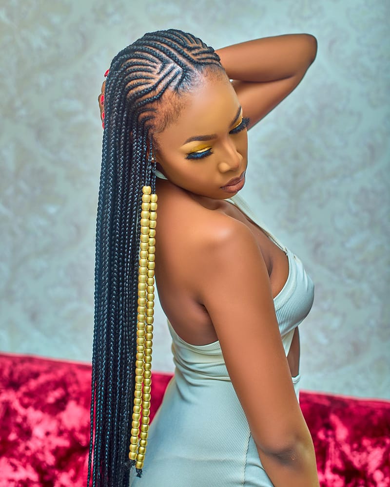 Long Cornrows Braids with Beads