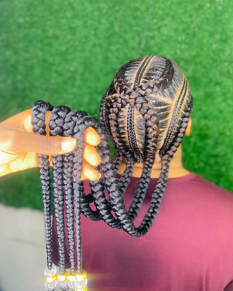 Long Cornrows Braids with Beads