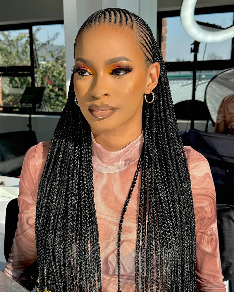 Long Cornrows Braids with Beads