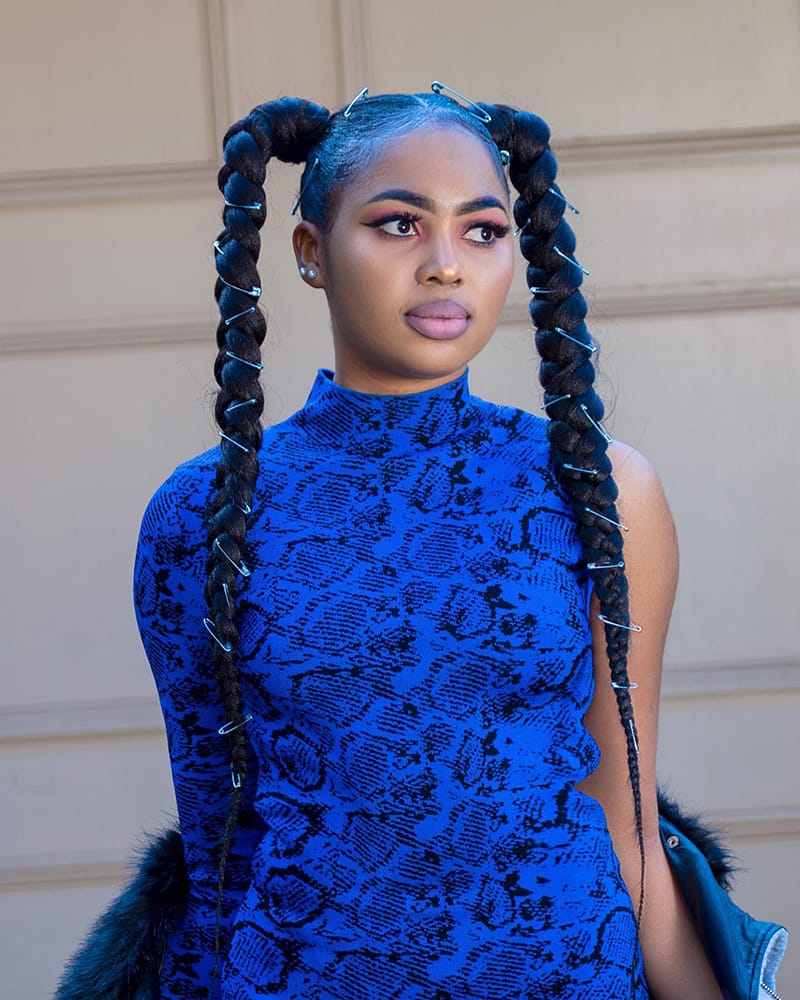 Long Double Cornrow Ponytail Styles
