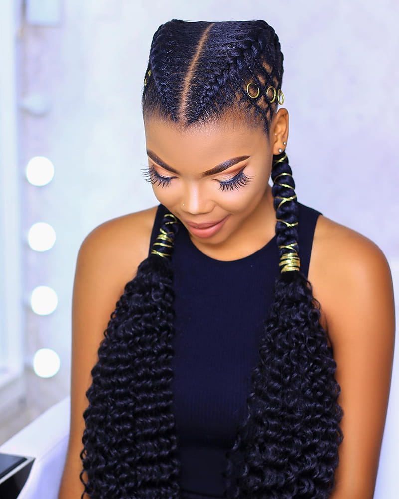 Long Double Cornrow Ponytail Styles