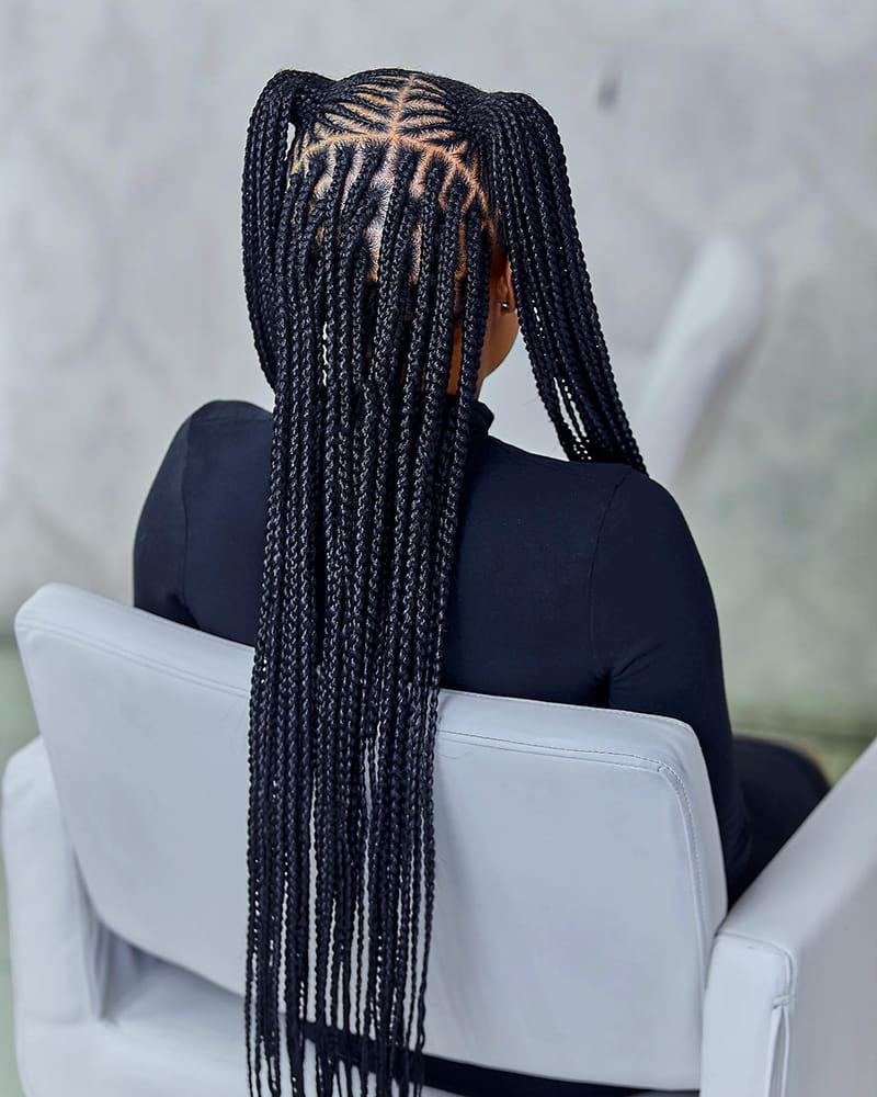 Long Double Cornrow Ponytail Styles