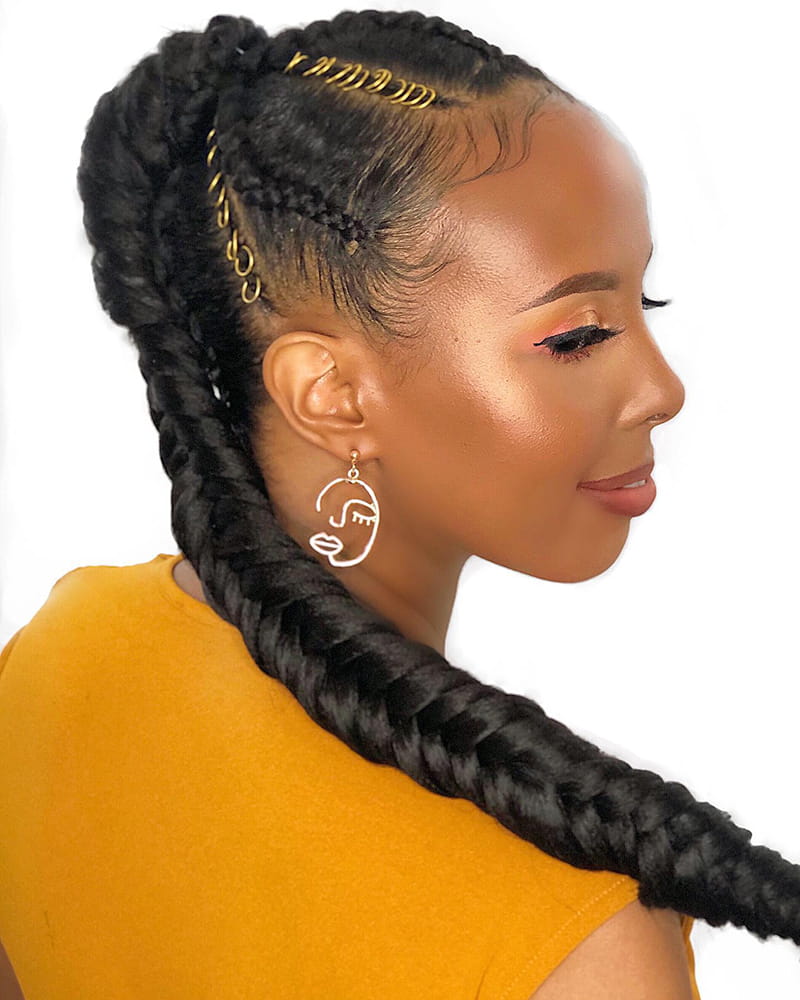 Long Fishtail Braids Hairstyles for Melanin Women