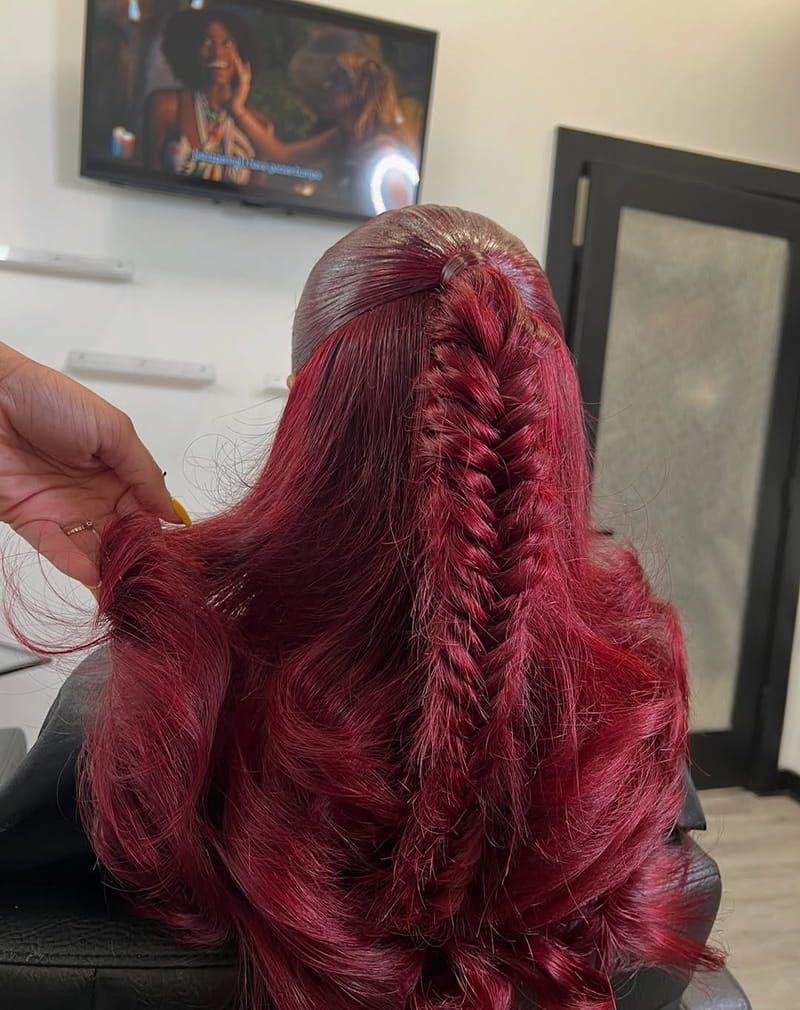 Long Fishtail Braids Hairstyles for Melanin Women