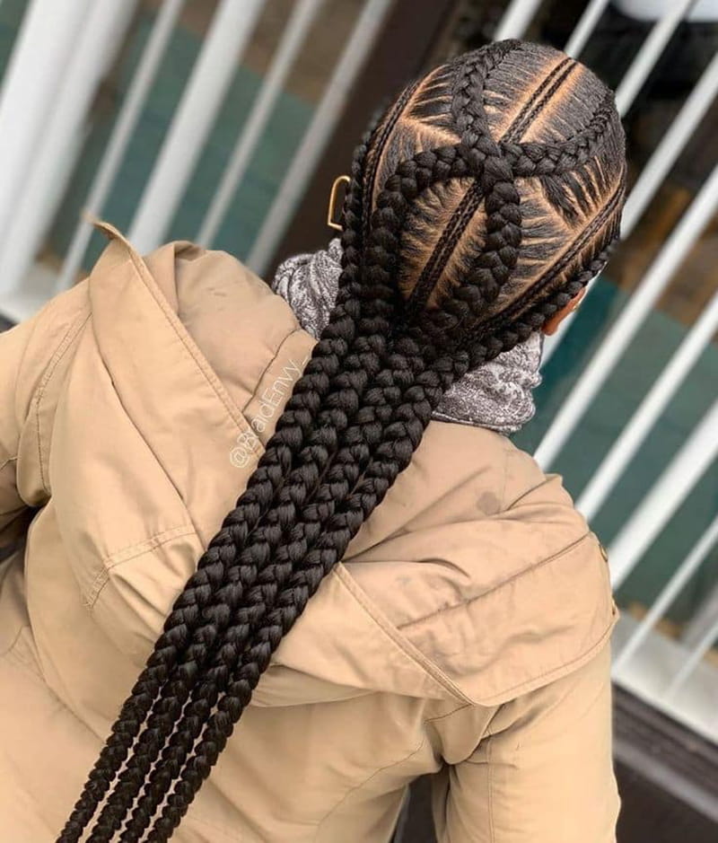 Long Jumbo Cornrow Braid Styles for Bold Women