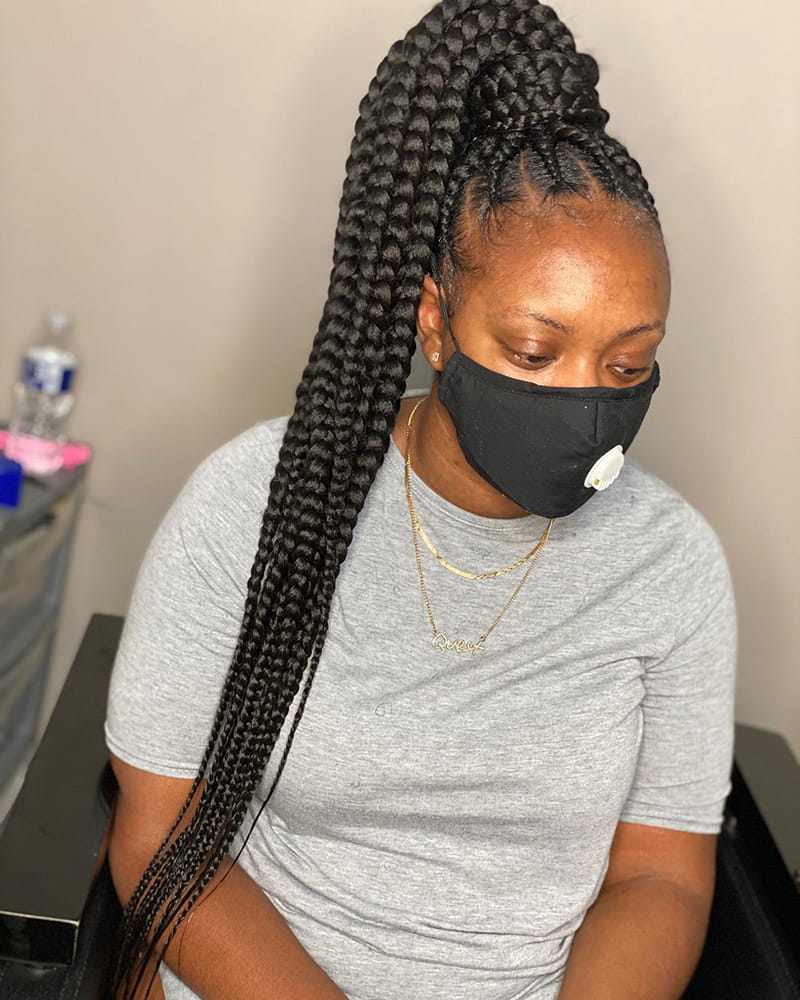 Long Pineapple Cornrow Ponytail