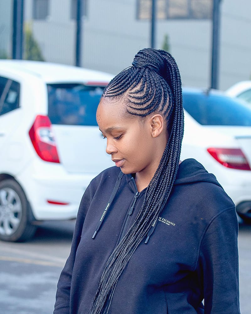 Long Pineapple Cornrow Ponytail