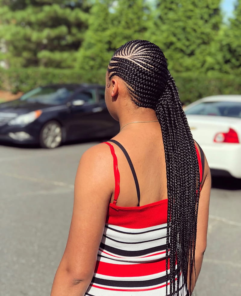 Long Side-Swept Cornrow Braids