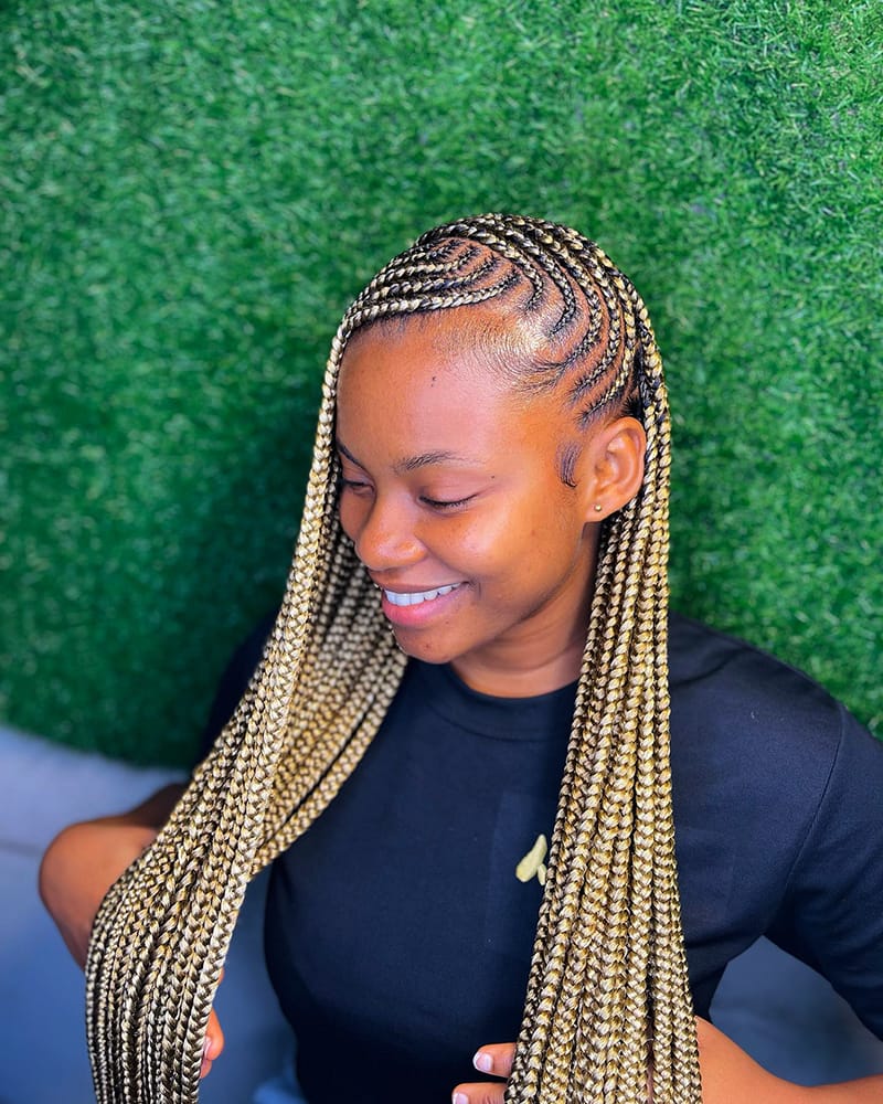 Long Side-Swept Cornrow Braids