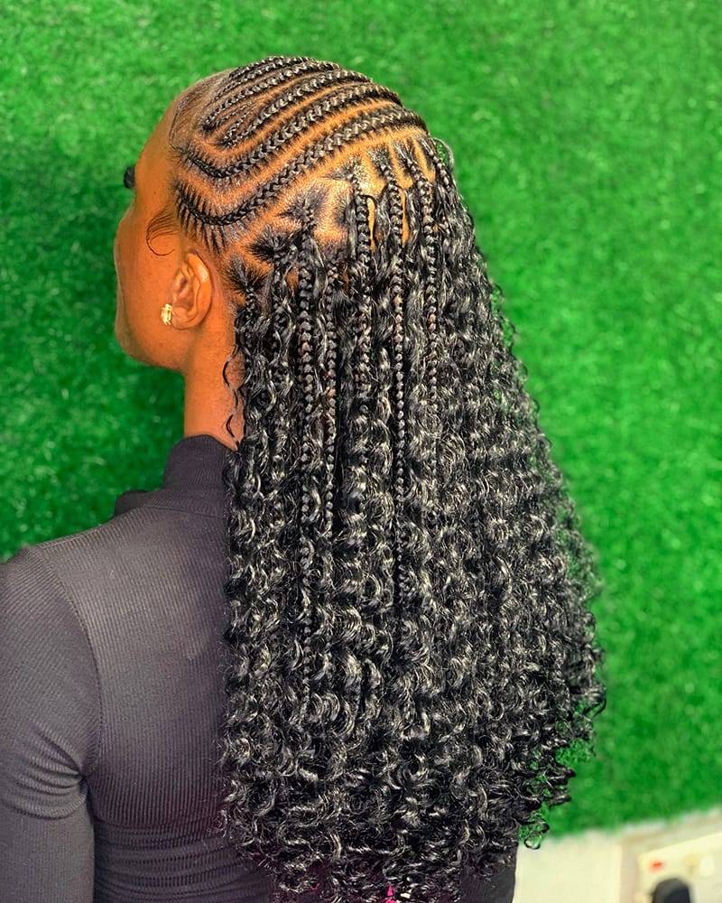Long Side-Swept Cornrow Braids