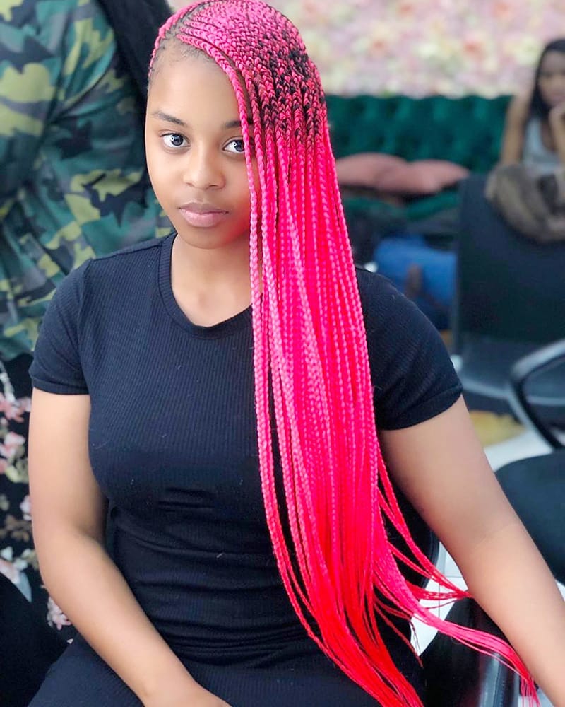 Long Side-Swept Cornrow Braids