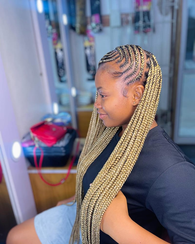 Long Side-Swept Cornrow Braids
