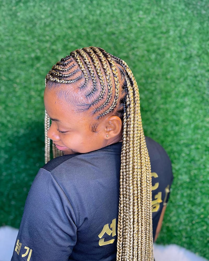 Long Side-Swept Cornrow Braids