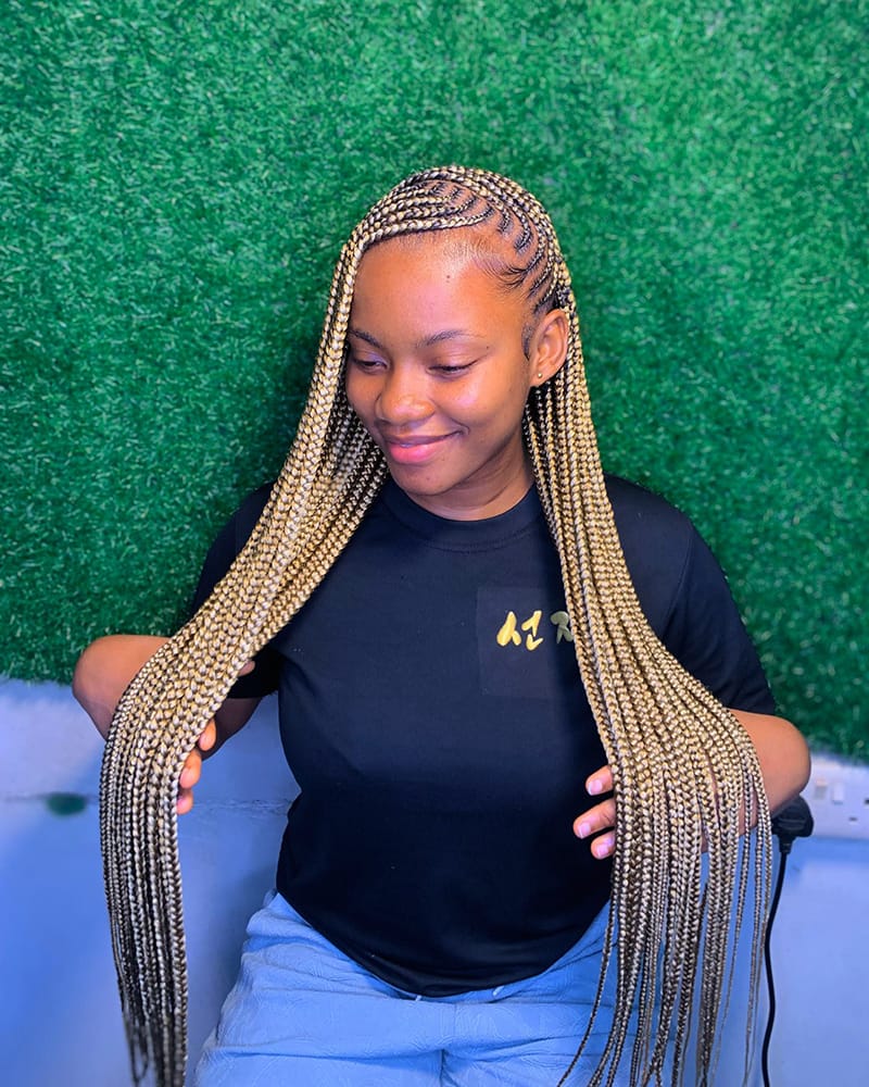 Long Side-Swept Cornrow Braids