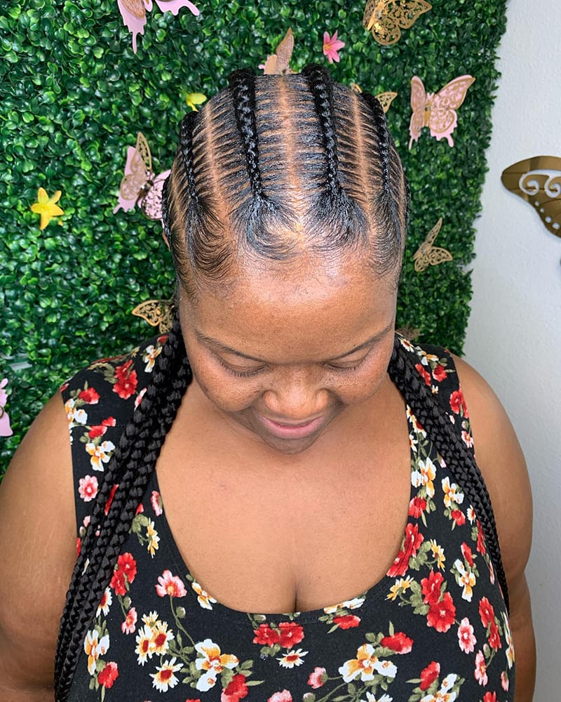 Long Straight-Back Cornrows