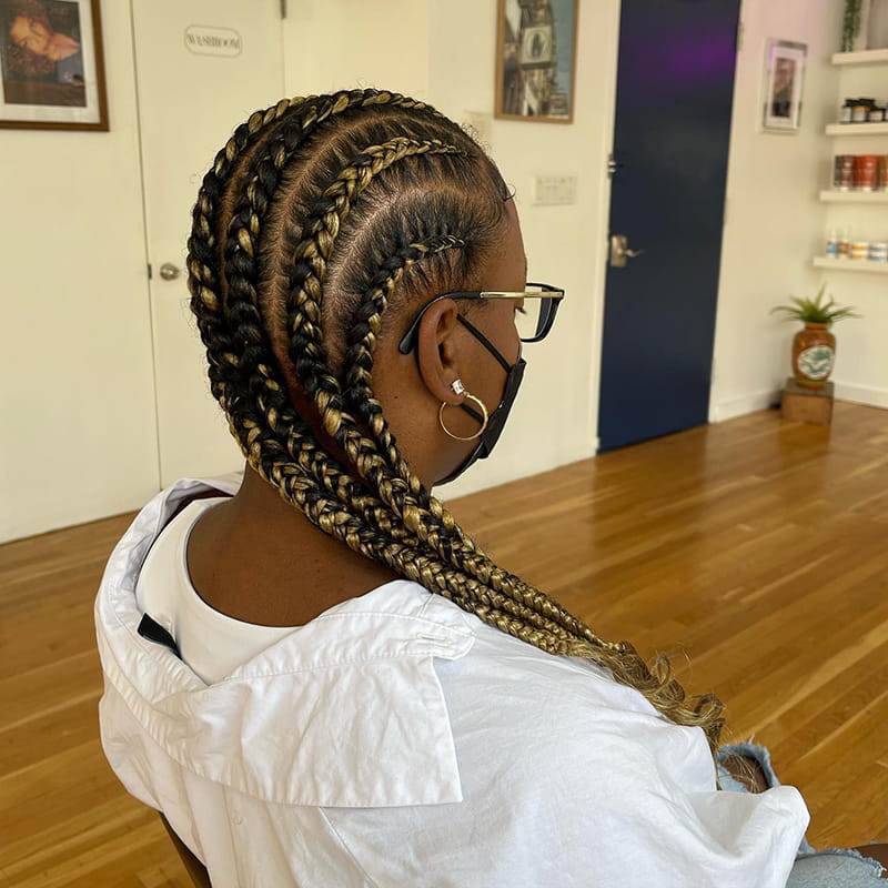Long Straight-Back Cornrows