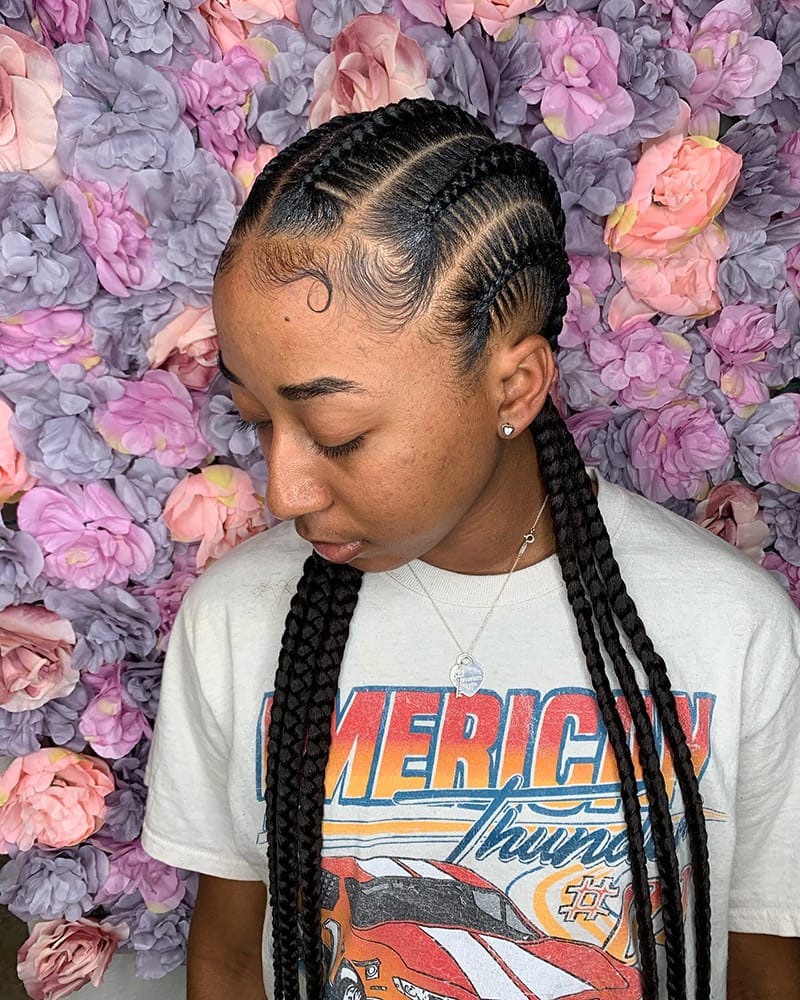 Long Straight-Back Cornrows