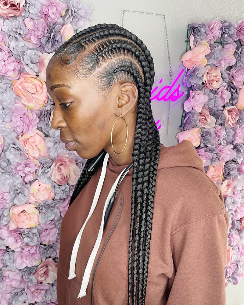 Long Straight-Back Cornrows