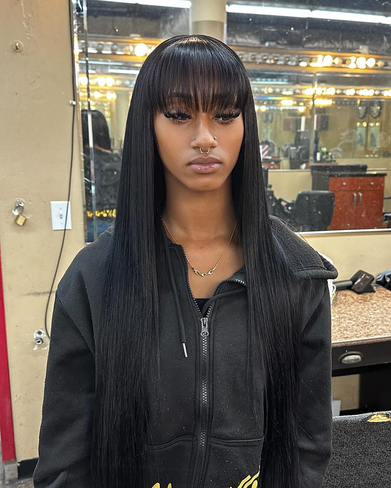Long Straight Hairstyles with Bangs