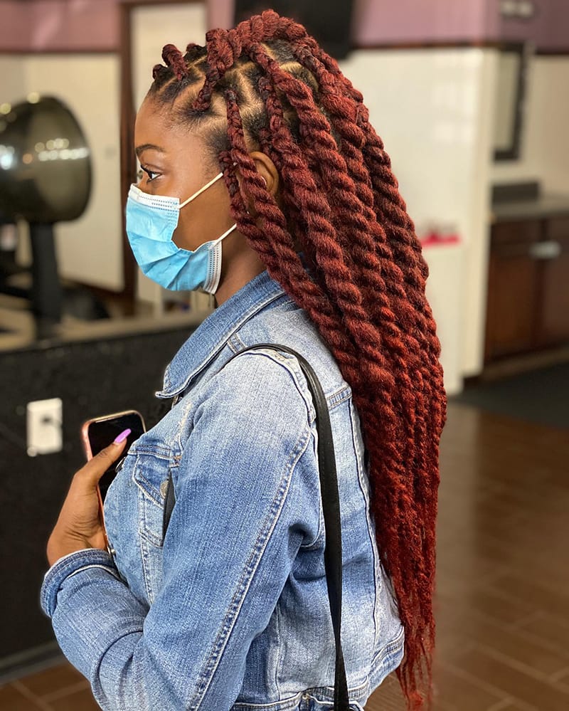 Long Twisted Braids with Different Colors