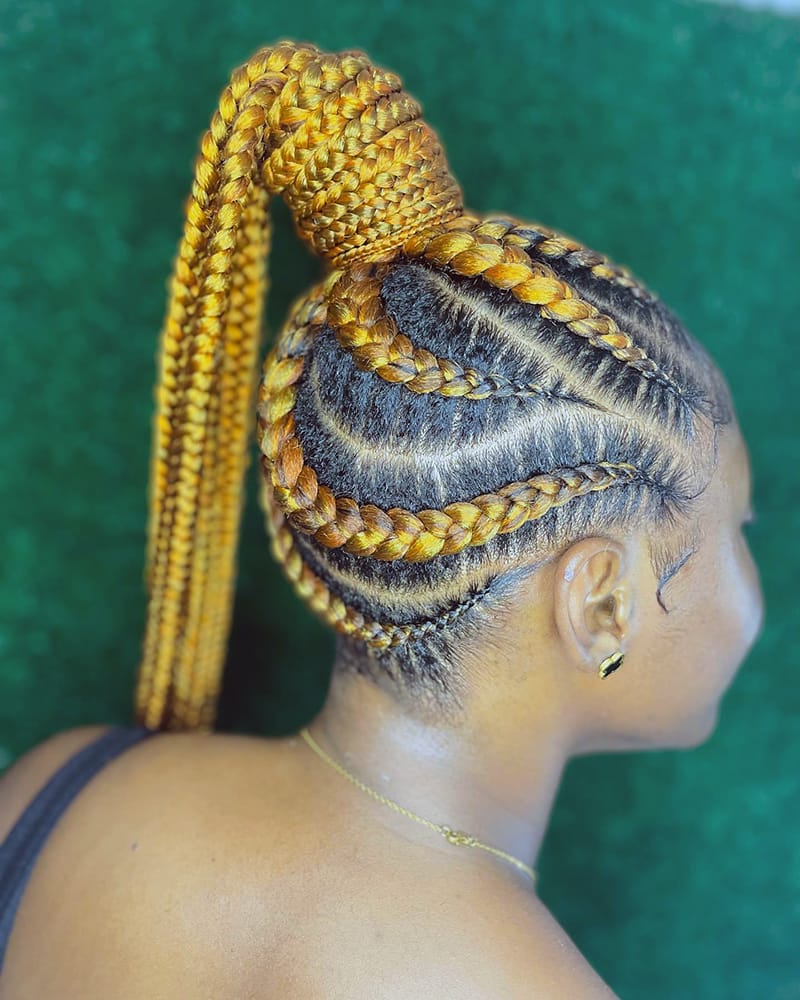 Lonng Ponytail with Cornrow Braids