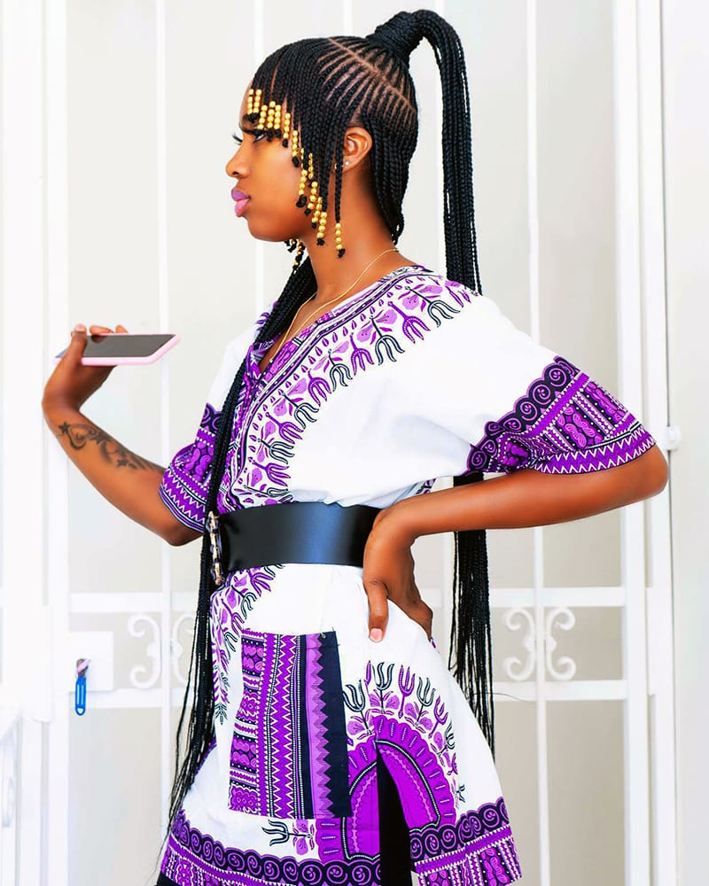 Lonng Ponytail with Cornrow Braids