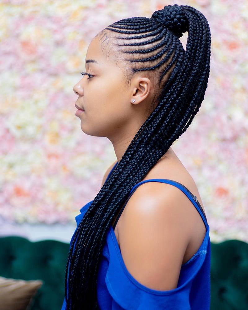 Lonng Ponytail with Cornrow Braids