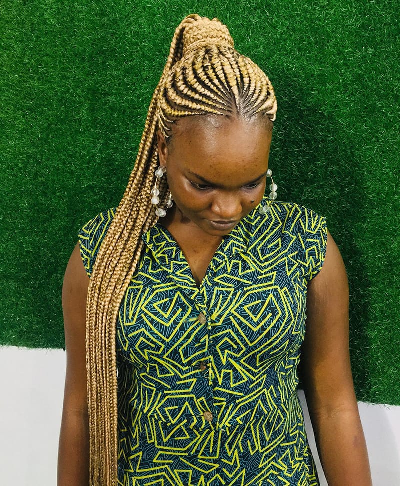Lonng Ponytail with Cornrow Braids