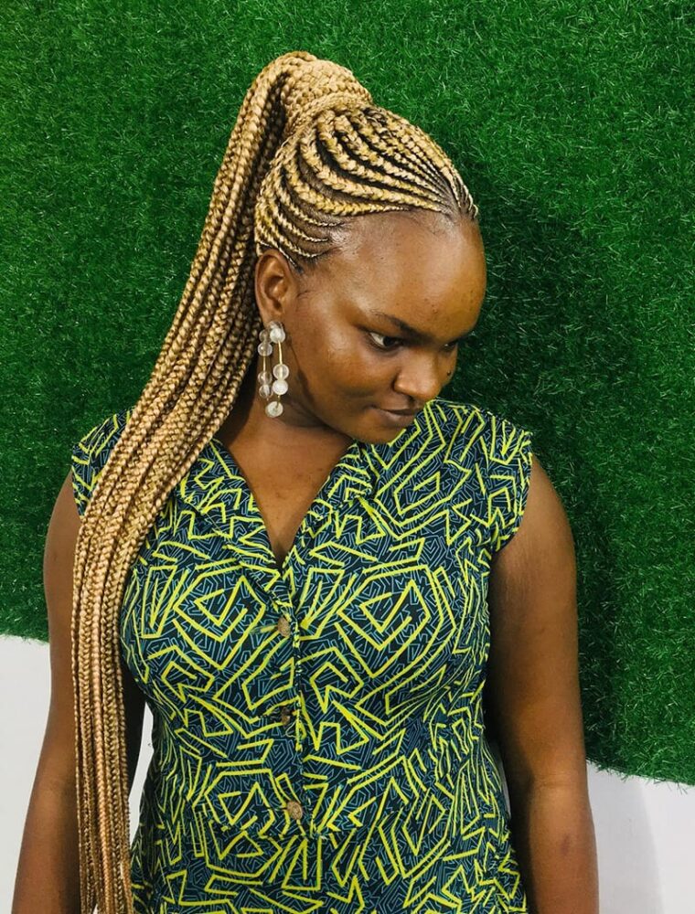 Lonng Ponytail with Cornrow Braids