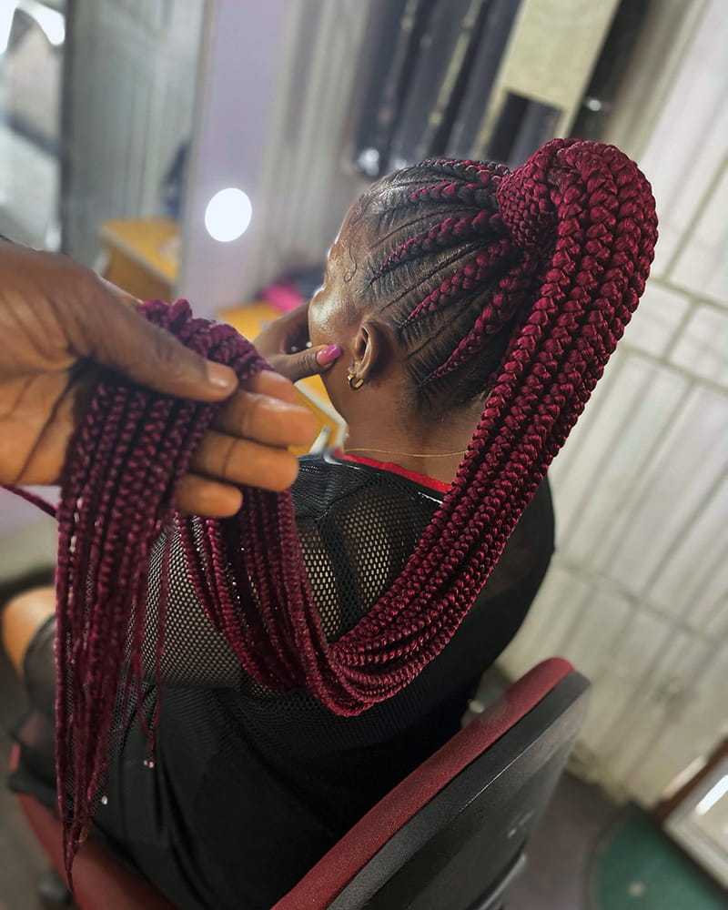 Lonng Ponytail with Cornrow Braids