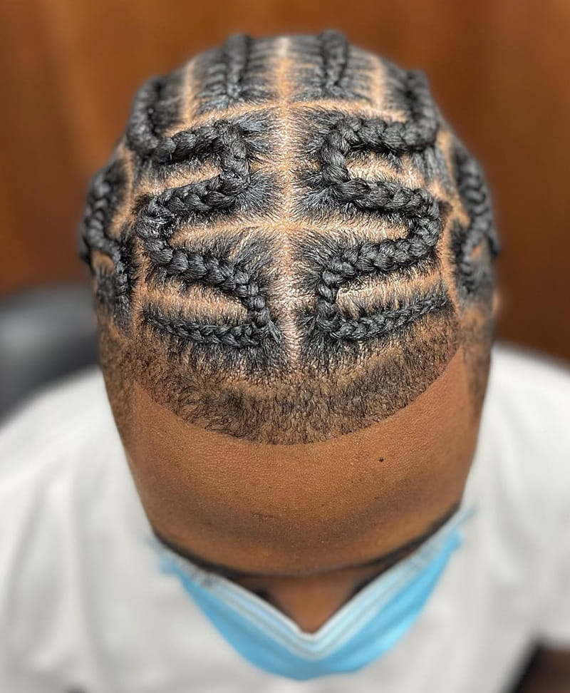 Mens Zigzag Cornrow Braids Front View