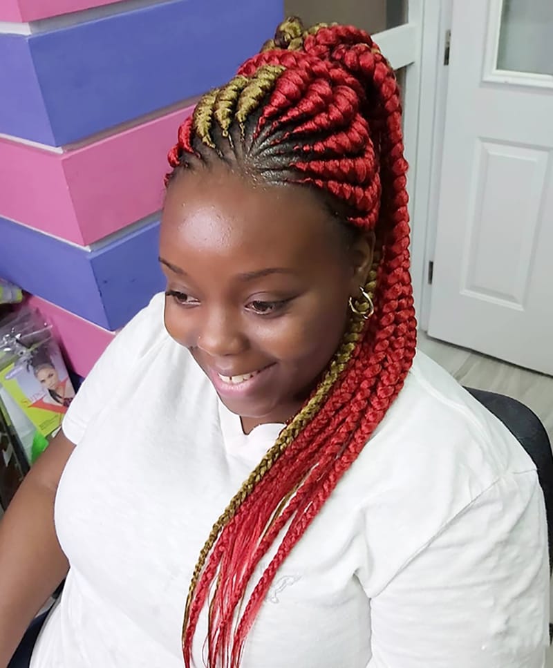 Long Multi-Colored Cornrow Braids