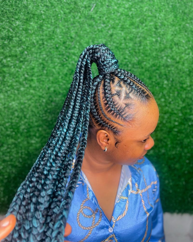 Long Multi-Colored Cornrow Braids