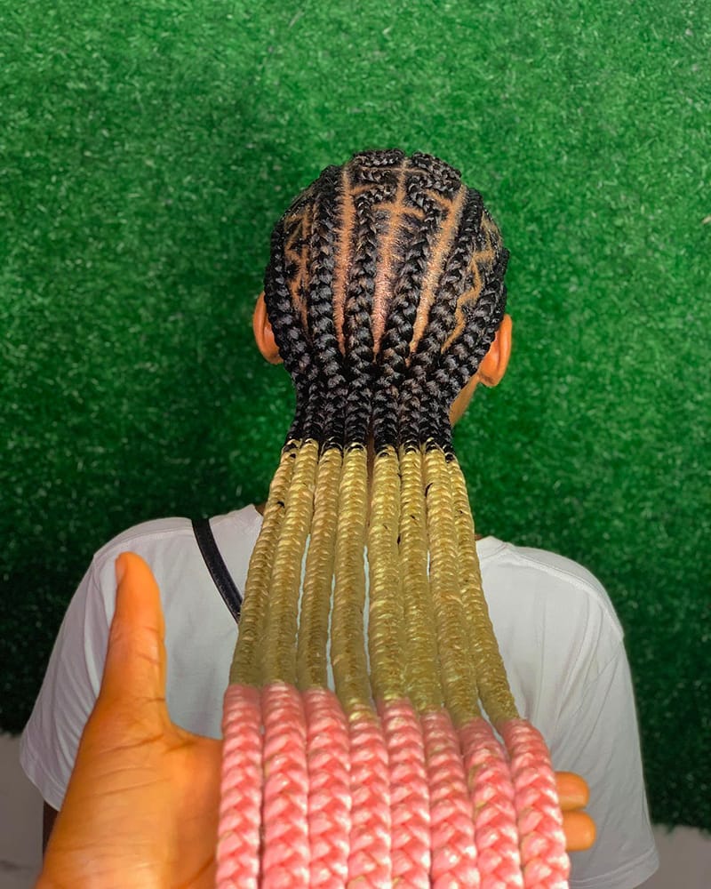 Long Multi-Colored Cornrow Braids