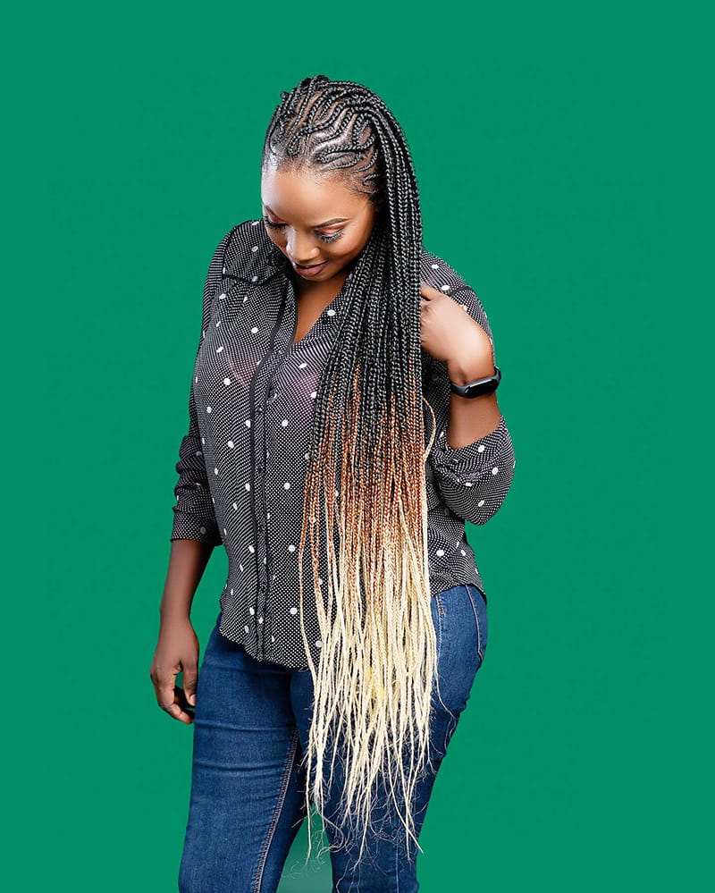 Long Multi-Colored Cornrow Braids