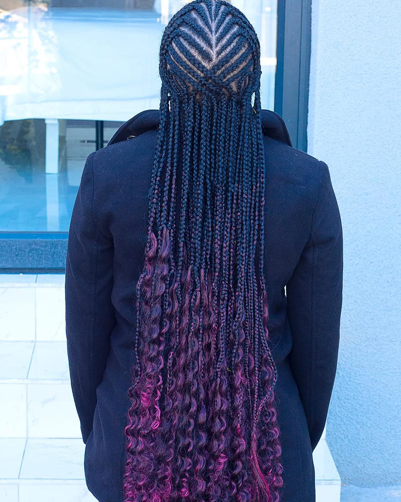 Long Multi-Colored Cornrow Braids