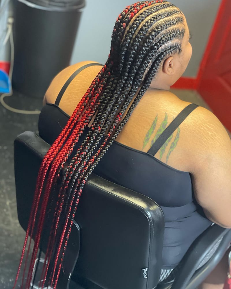 Long Multi-Colored Cornrow Braids